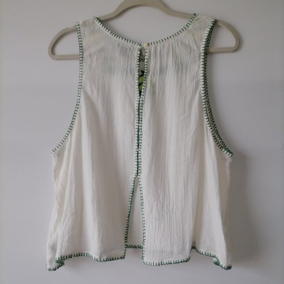 Aerie Womes White Sleeve Less Round Neck Wide Strap Crop Blouse Top Size XL - Picture 4 of 6